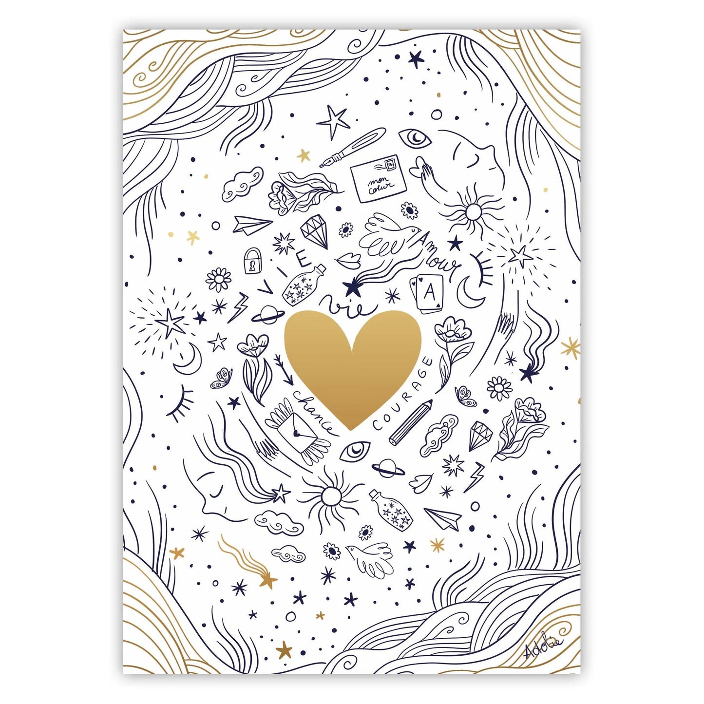 Adolie, Match Set 12x16.5 cm mit 8 Einzelkarten sortiert 11x15.5 cm und 8 Umschläge Pollen C6 naturweiß (Paket x5)