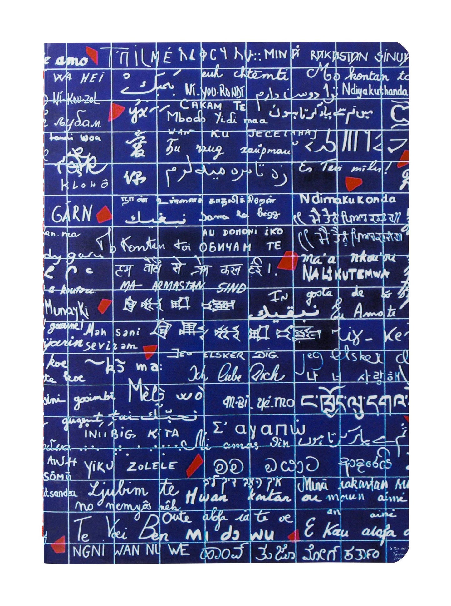 Die Wand von I love you, Buch genäht Draht A5 14,8x21 cm, 64 Seiten, gefüttert. - Neu (Paket x9)