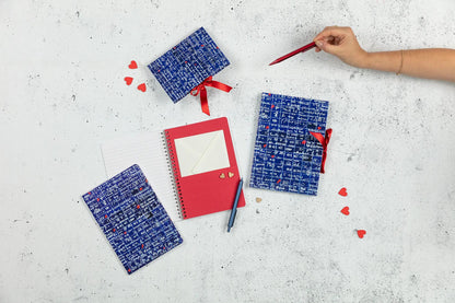 Die Wand von I love you, Buch genäht Draht A5 14,8x21 cm, 64 Seiten, gefüttert. - Neu (9er-Pack)