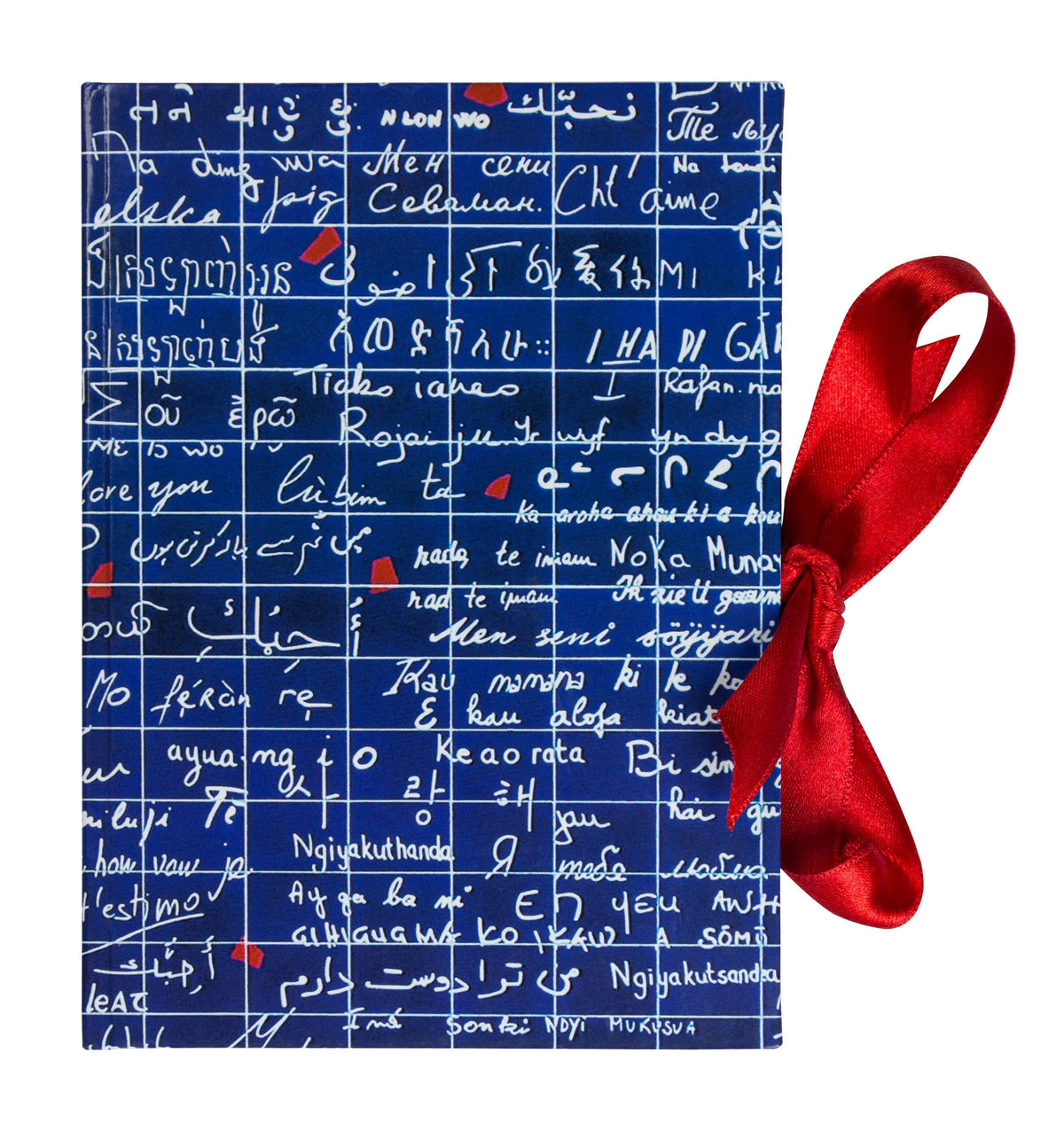 Le Mur des Je t'aime, Carnet rembordé rigide A6 10,5x14,8 cm, 144 pages, uni, fermeture avec ruban - New (lot de 4)