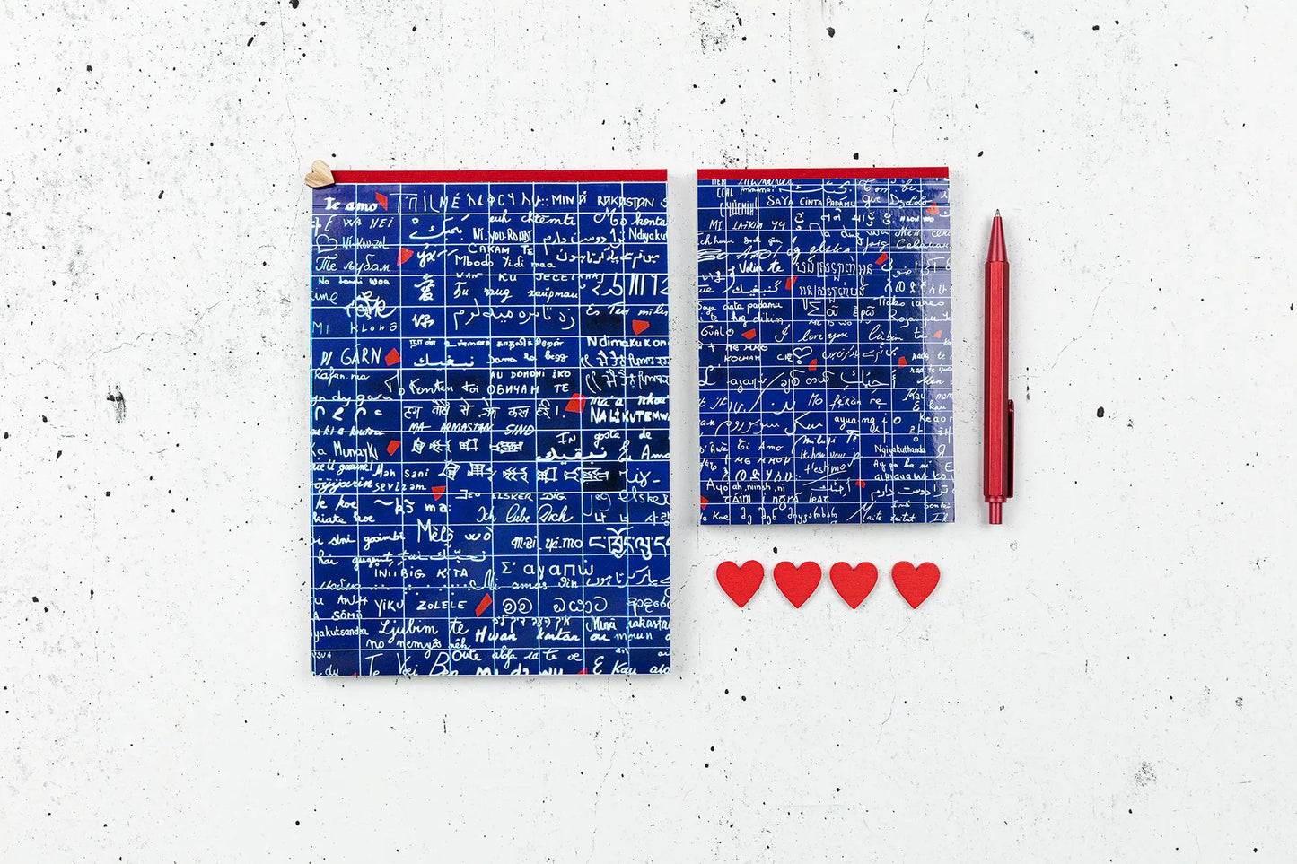 Il Muro del Ti amo, Intestazione blocco stella A5 14,8x21 cm, 70 fogli, foderato - Nuovo (Pacchetto x4)