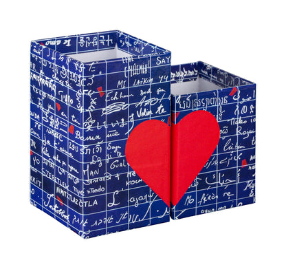 Die Mauer von I Love You, Set von 2 mittelmagnetischen Bleistiftgläsern 6x6x11 cm und klein 6x6x8 cm - Neu (4er-Pack)