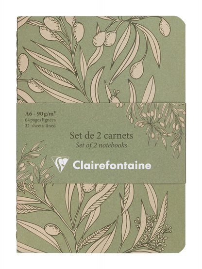 Jardin des Sens, Set de 2 carnets cousu fil A6 10,5x14,8 cm, 64 pages, ligné, ass. - New (lot de 8)