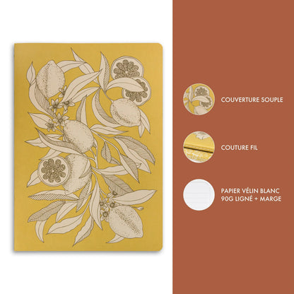 Garten der Sens, Cahier genäht Draht A4 21 x 29,7 cm, 96 Seiten, gefüttert + Rand, Arsch. - Neu (10er-Pack)