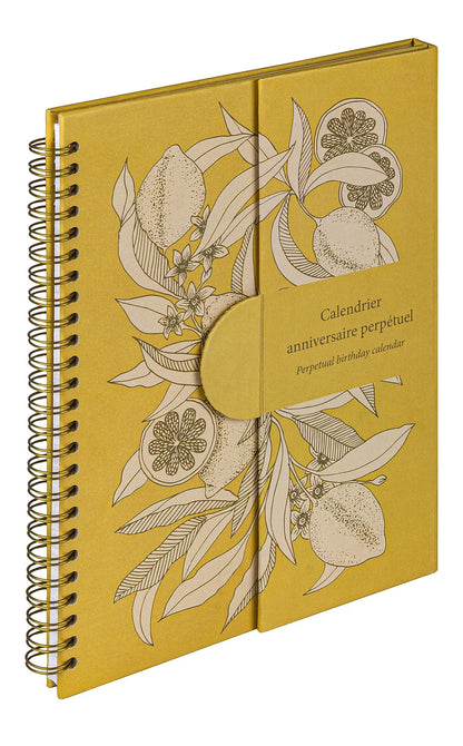 Garten der Sens, ewiger Geburtstagskalender 23x17 cm, 50 bedruckte Seiten, magnetischer Verschluss zur Anzeige auf dem Tisch. - Neu (5er-Pack)
