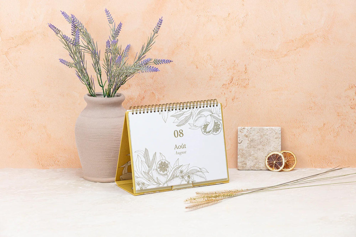 Garten der Sens, ewiger Geburtstagskalender 23x17 cm, 50 bedruckte Seiten, magnetischer Verschluss zur Anzeige auf dem Tisch. - Neu (5er-Pack)