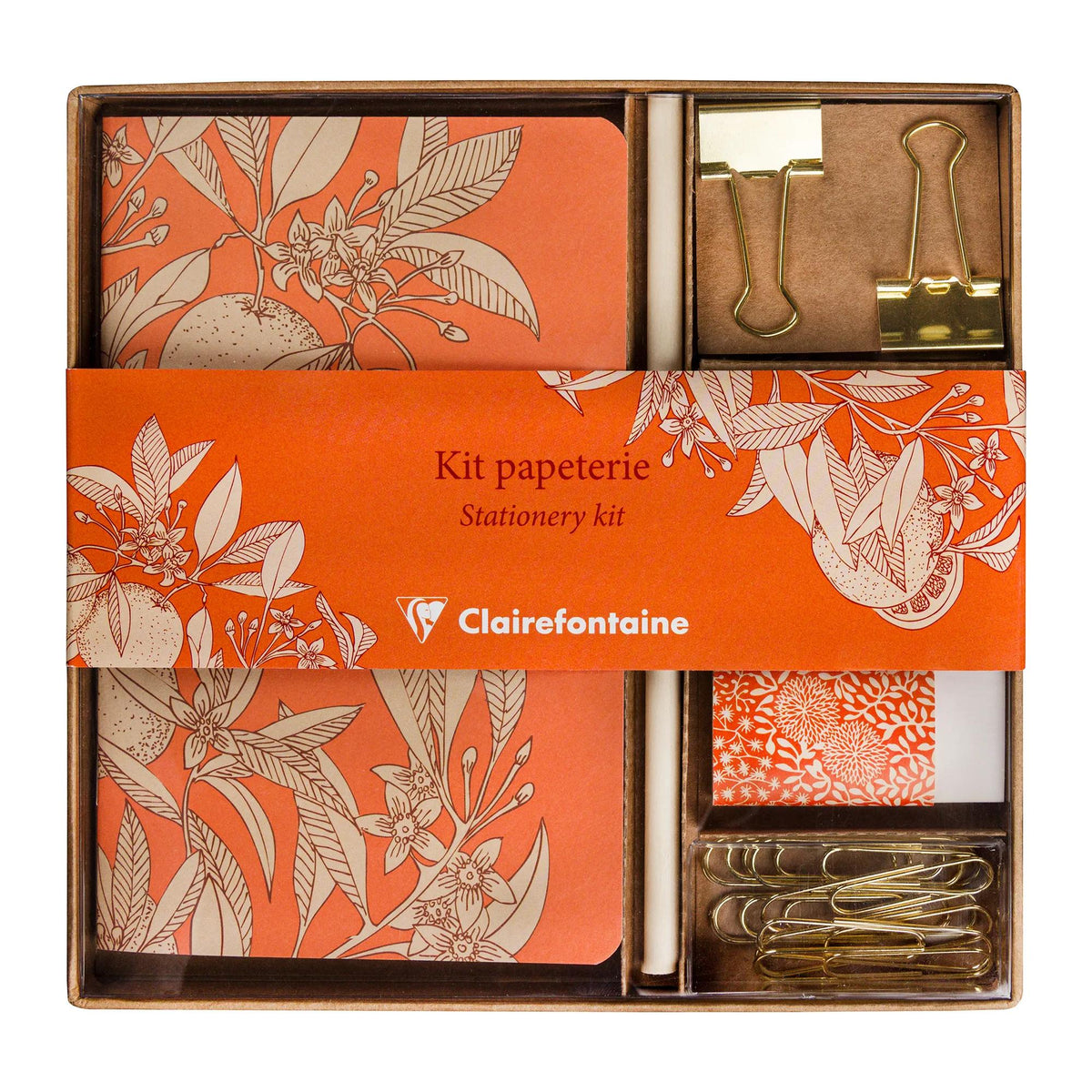 Garten der Sens, Kit von Schreibwaren mit einem Notebook 11x17 cm 64 Seiten Linien, ein Bleistift aus Papier, 2 Doppelclips, 10 Posaunen und ein Gummi - Neu (3er-Pack)