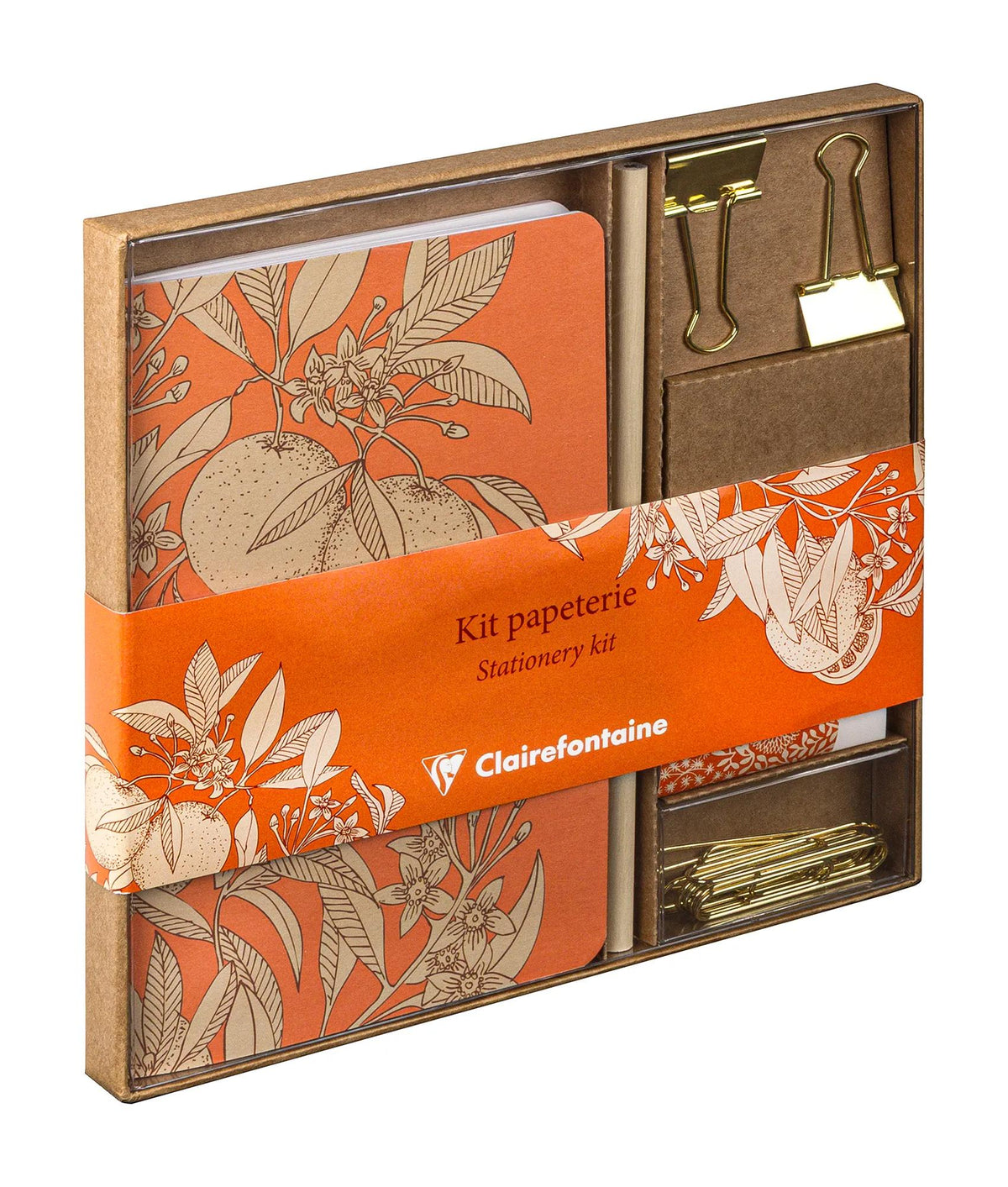 Garten der Sens, Kit von Schreibwaren mit einem Notebook 11x17 cm 64 Seiten Linien, ein Bleistift aus Papier, 2 Doppelclips, 10 Posaunen und ein Gummi - Neu (3er-Pack)