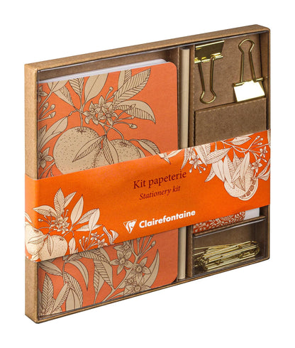 Garten der Sens, Kit von Schreibwaren mit einem Notebook 11x17 cm 64 Seiten Linien, ein Bleistift aus Papier, 2 Doppelclips, 10 Posaunen und ein Gummi - Neu (3er-Pack)