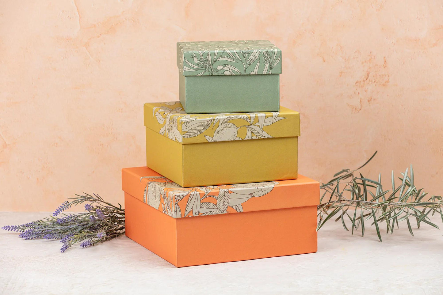 Garten der Sens, Set von 3 Quadratboxen 25x25x12 cm, 20x20x11cm, und 16x16x10 cm - Neu (Paket x2)