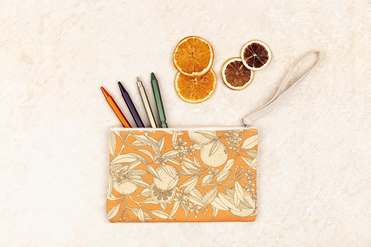 Garten der Sens, Baumwollkoffer 22x16 cm orange Muster - Neu (4er-Pack)