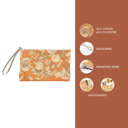 Garten der Sens, Baumwollkoffer 22x16 cm orange Muster - Neu (4er-Pack)