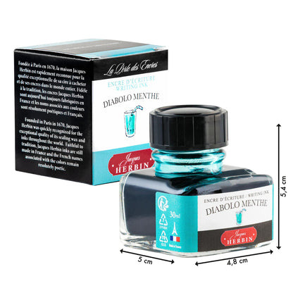 Inchiostro tradizionale in bottiglia D 30ml - menta diabolo (Pacchetto x4)