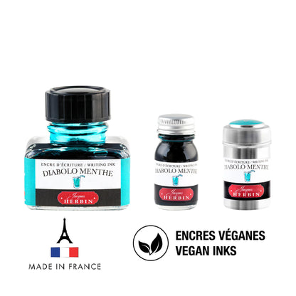 Inchiostro tradizionale in bottiglia D 30ml - menta diabolo (Pacchetto x4)
