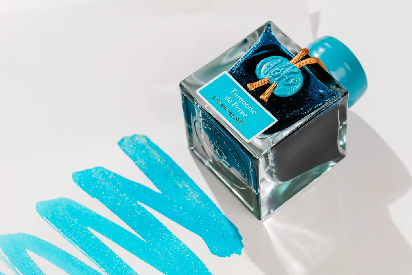 Encre 1670 à paillettes dorées - Turquoise de Perse