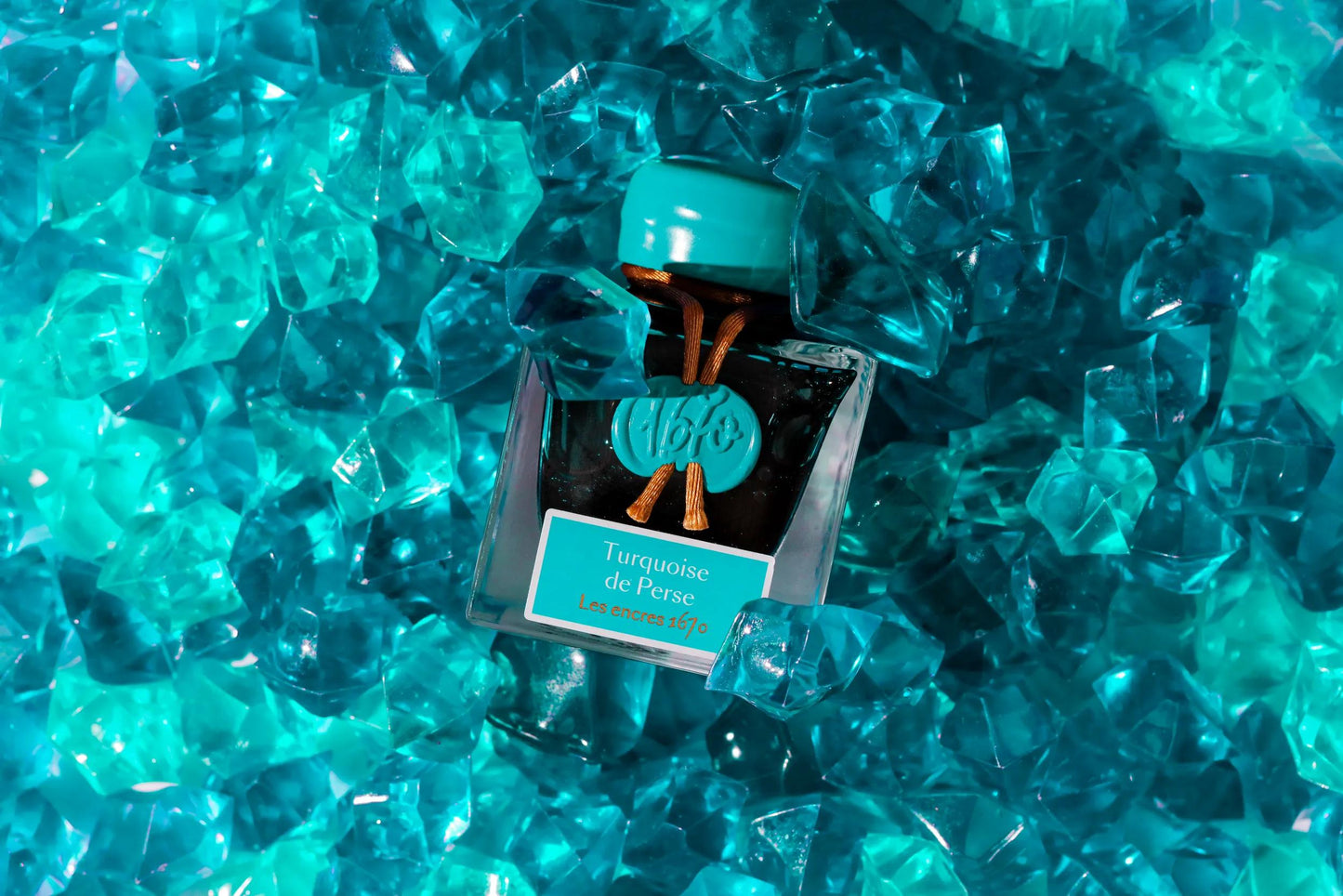 Encre 1670 à paillettes dorées - Turquoise de Perse