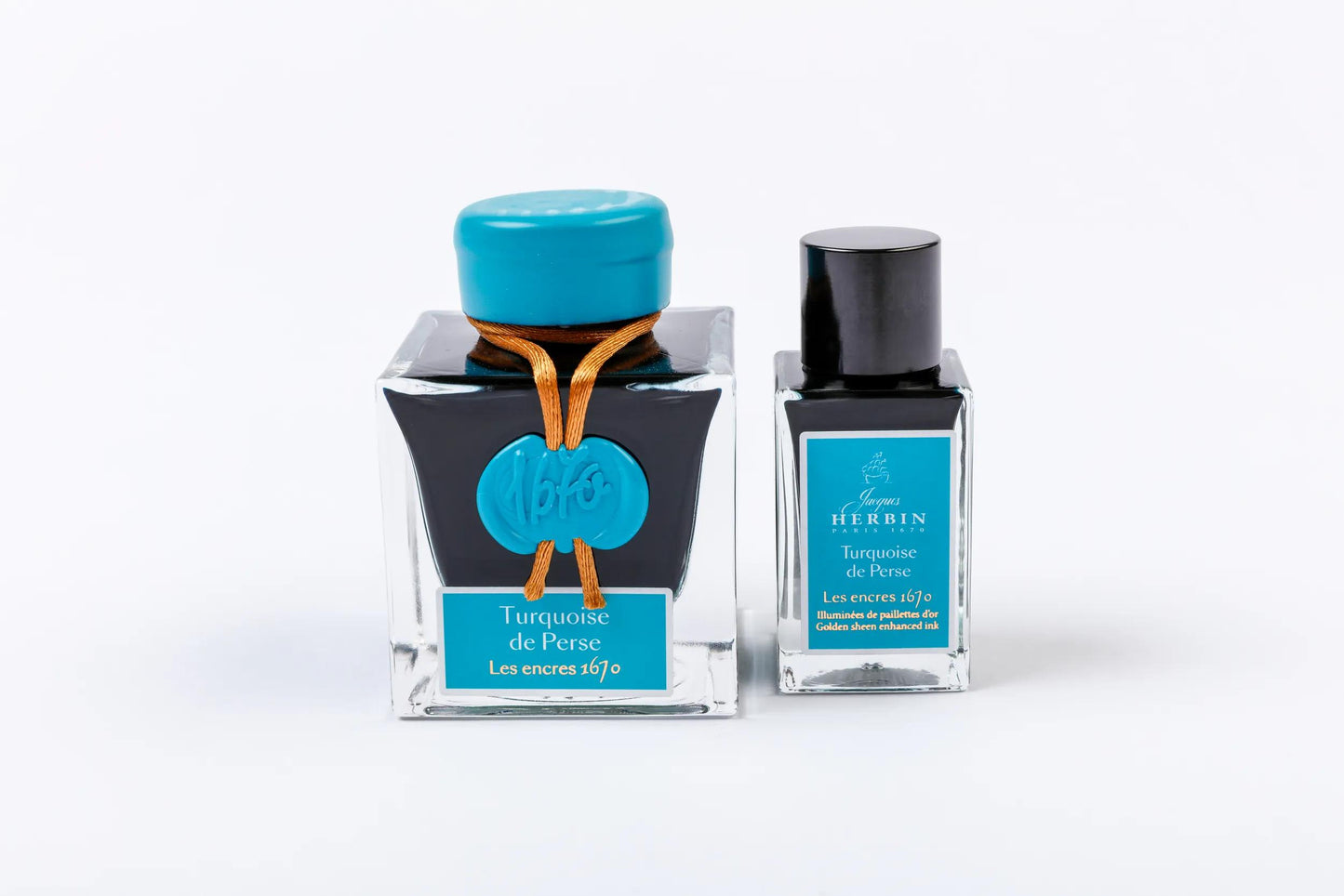 Encre 1670 à paillettes dorées - Turquoise de Perse