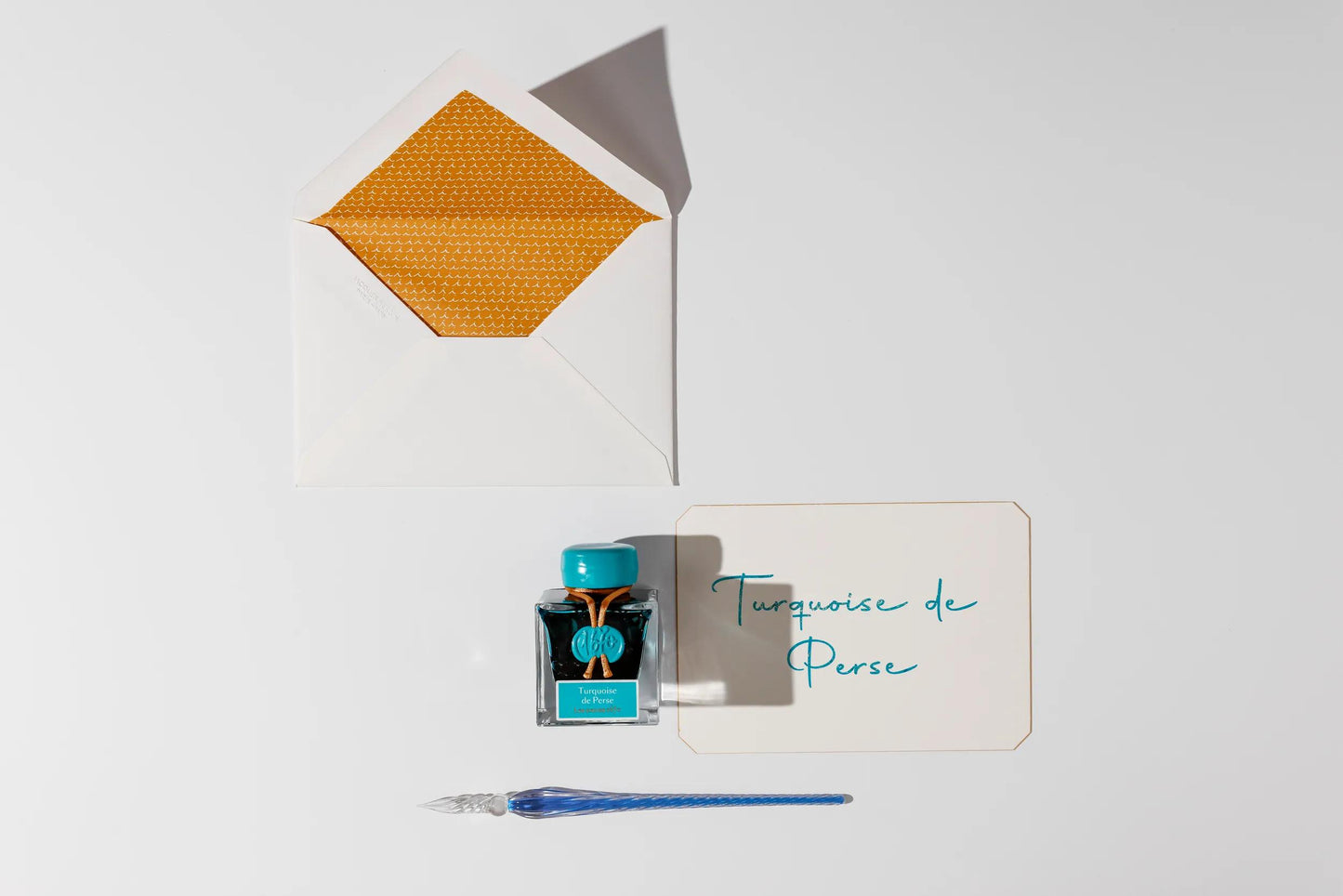 Encre 1670 à paillettes dorées - Turquoise de Perse