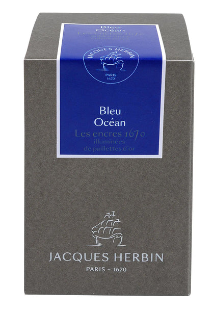 Inchiostro 1670 con glitter oro 50ml - Blu oceano