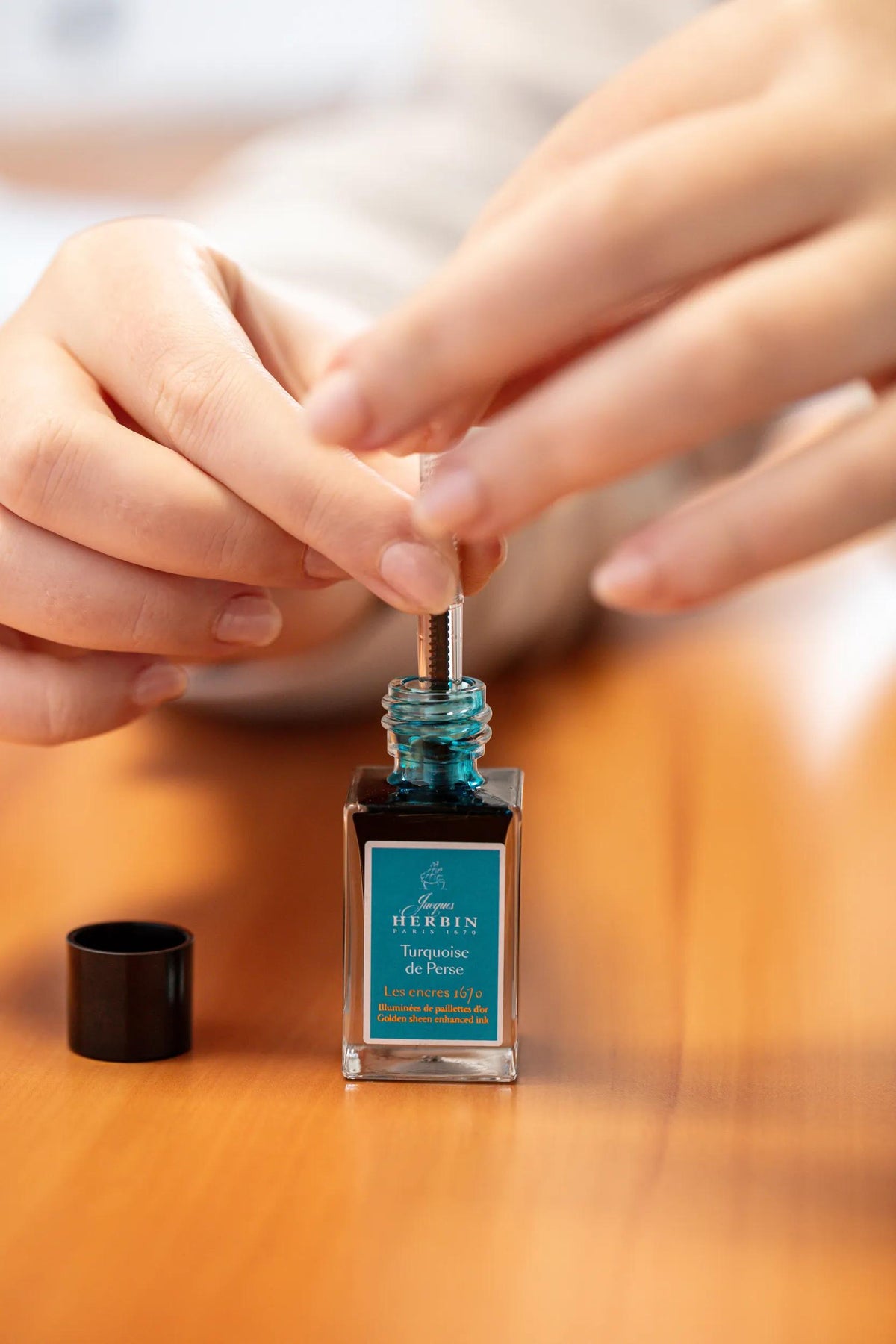 Encre 1670 à paillettes dorées 15ml - Turquoise de Perse (lot de 3)