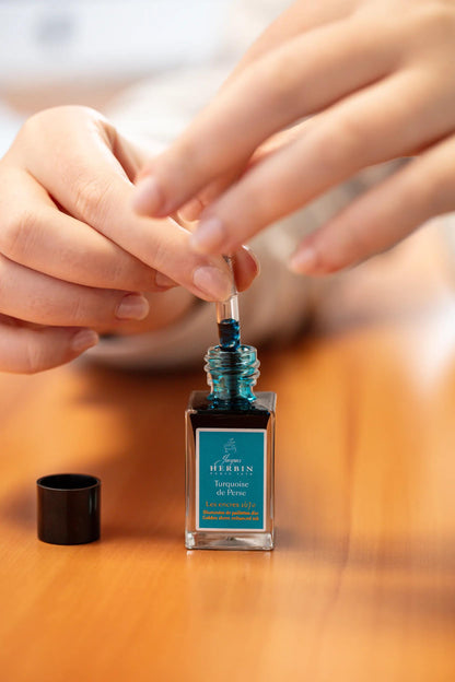 Encre 1670 à paillettes dorées 15ml - Turquoise de Perse (lot de 3)