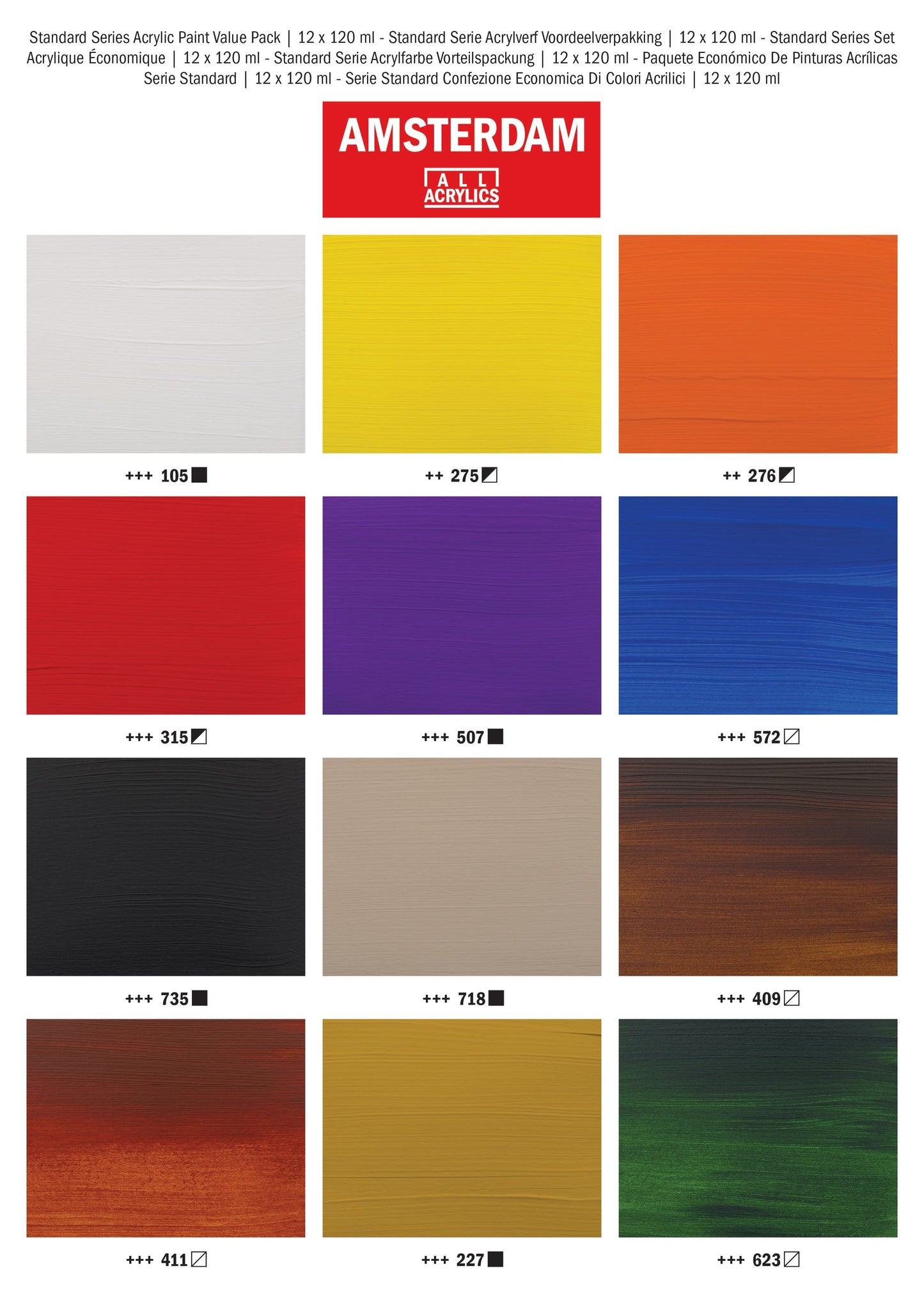 Amsterdam Standard Series acrylic paint value pack | 12 x 120 ml