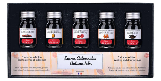 Set of 5 small bottles of autumn inks - matching (Pack x2)