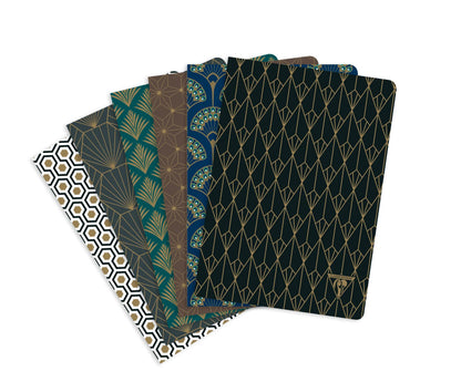 Neo Deco textile sting notebook A5 96 pages lined pattern matching ivory paper 90g - Assortis (in bundle 6)