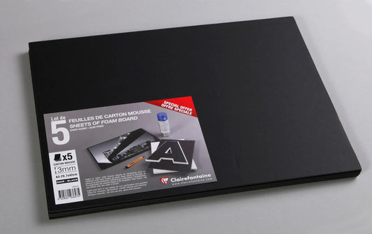 Karton Schaum Lot 5 Blätter A3 3mm - Schwarz