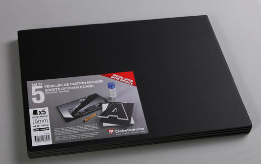 Karton Schaum Lot 5 Blätter A3 5mm - Schwarz