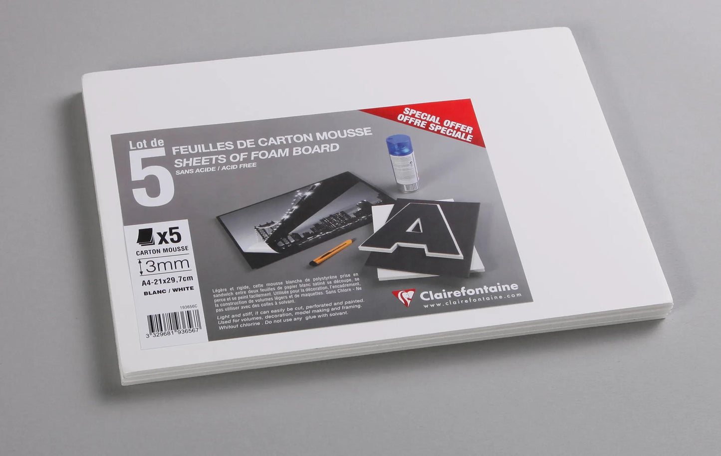 Cartone Foam Lot 5 fogli A4 3mm - Bianco