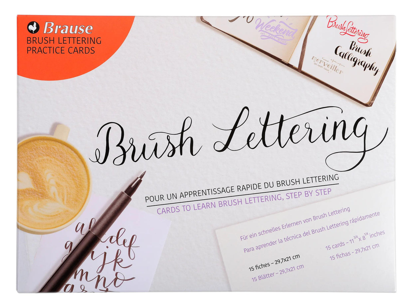Feuilles d'apprentissage au Brush lettering. (Lot x3)