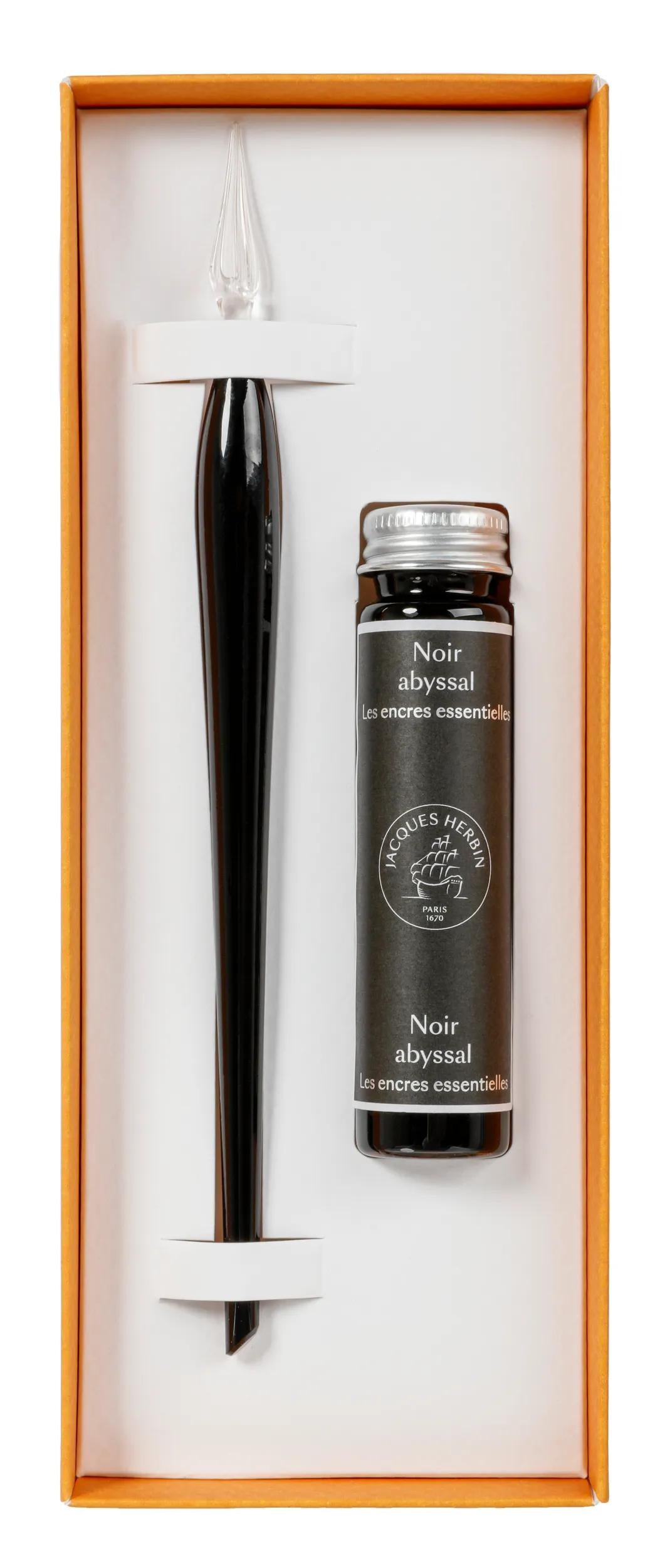 Coffret plume de verre - Noir