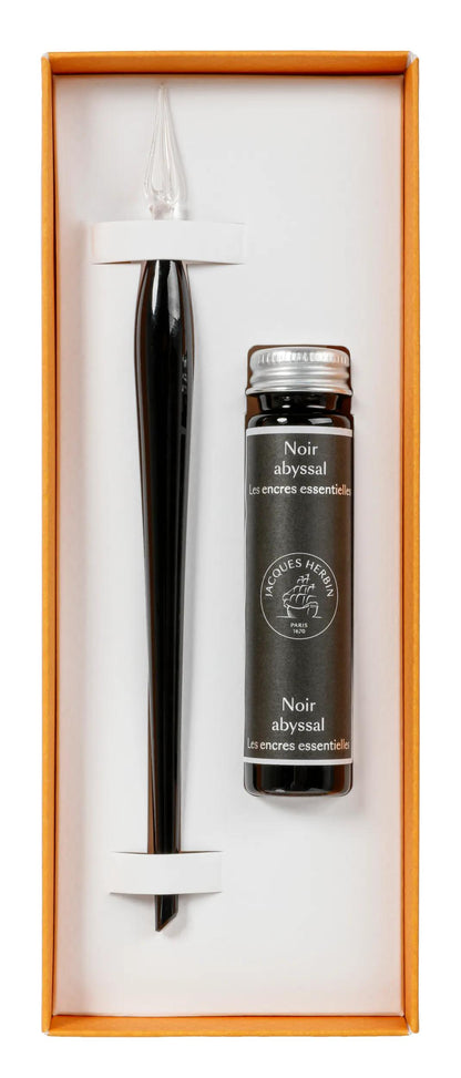 Glass feather box - Black