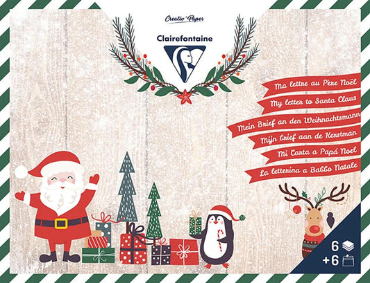 CORRESPONDENCE SET, 6 Blätter 90g/m2 in 14.8x21cm Format + 6 Umschläge in 11.4x16.2cm Format + Aufkleber - Weihnachten - Mehrfarbig (Paket x5)