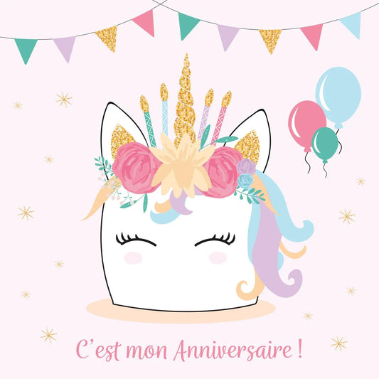 ANNIVERSARY INVITATION SET, 8 Einzelkarten 116x116 + 8 Umschläge 120x120 - Einhorn - Mehrfarbig (Paket x5)