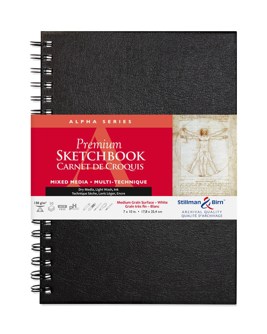 Alpha Series carnet spiralé 50F 17,8x25,4cm 150g - Blanc (Lot x2)