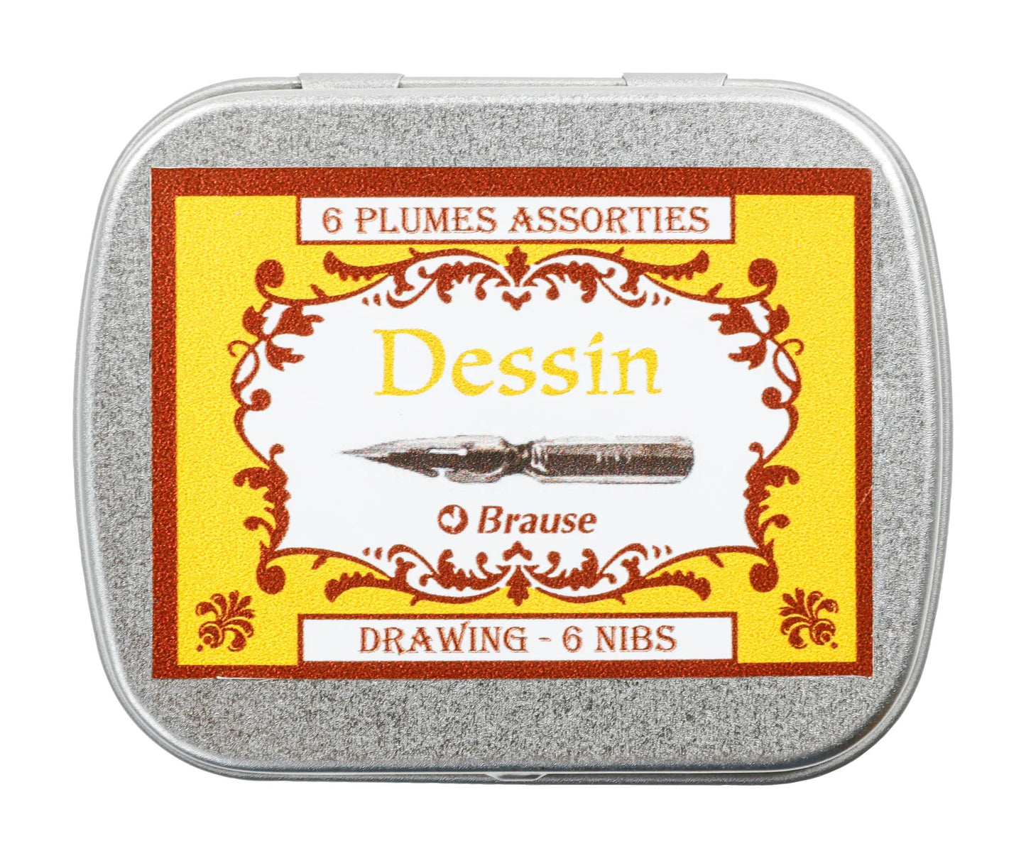 METAL BOX 6 PLUMES TO DESSIN (Pack x5)