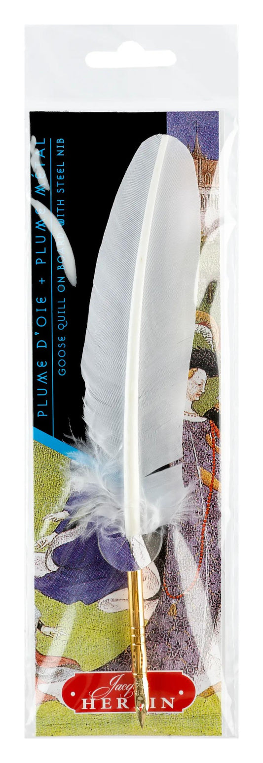 PLUME OIE+METAL PLUME ON BROCH - White (Pack x10)