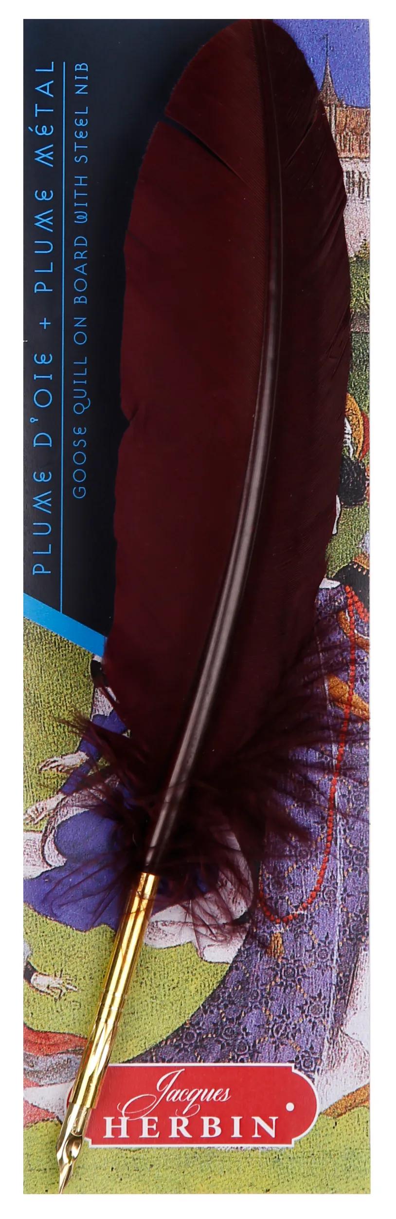 PLUME D'OIE+PLUME METAL ON BROCH - Bordeaux (Paket x10)