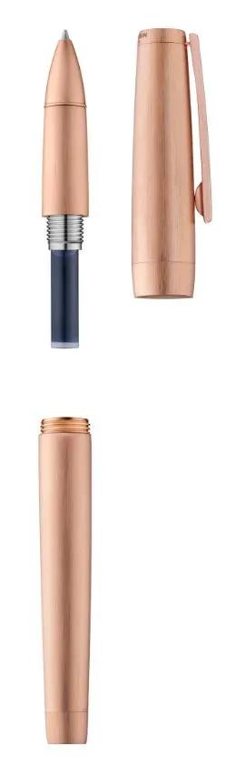 Roller in precious metal, body and attributes pink gold 5N brushed