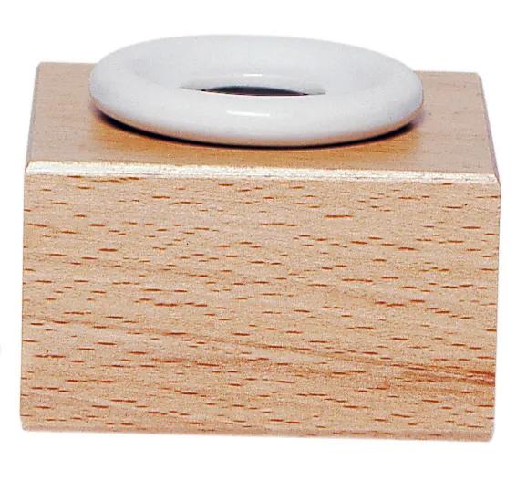 Encrier porcelaine rond et support en bois (Lot x2)