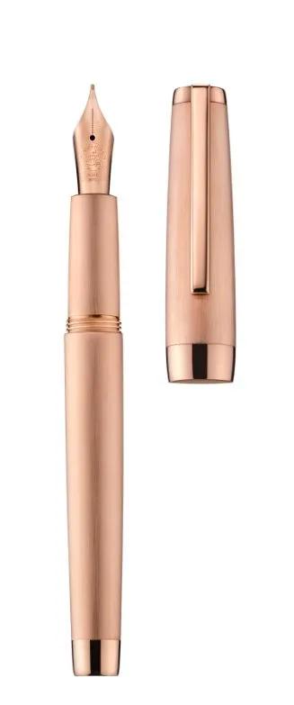 Precious Metall Stift, gebürstet 5N rosa Gold Körper und 5N poliert rosa Gold Attribute, rosa gold behandelt Stahl Feder in Größe M