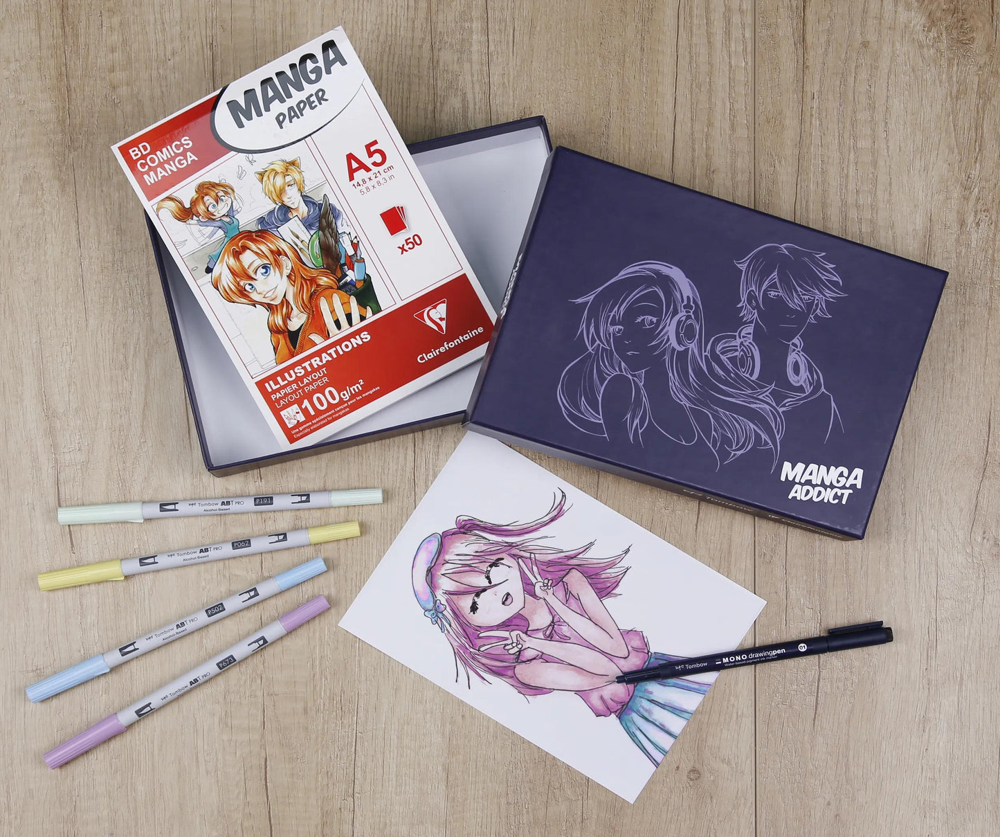 Manga Addict special box block glued Manga Layout 50F A5 100g and felt ABT Pro Tombow (Pack x2)
