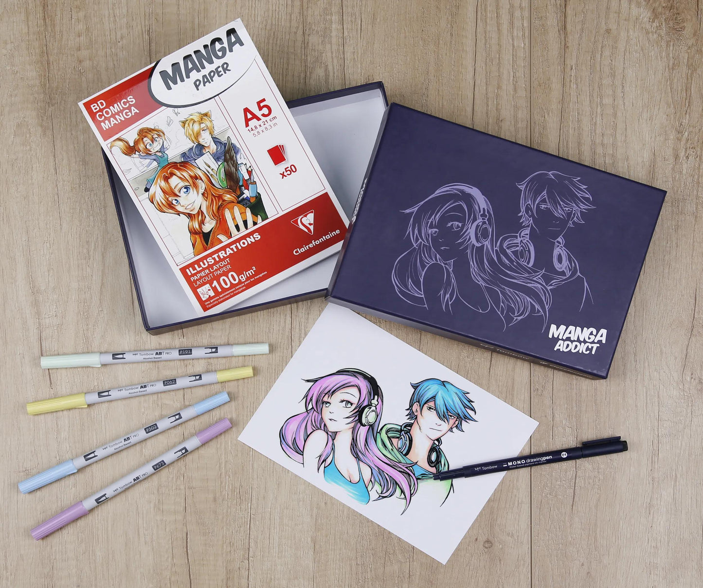 Manga Addict special box block glued Manga Layout 50F A5 100g and felt ABT Pro Tombow (Pack x2)