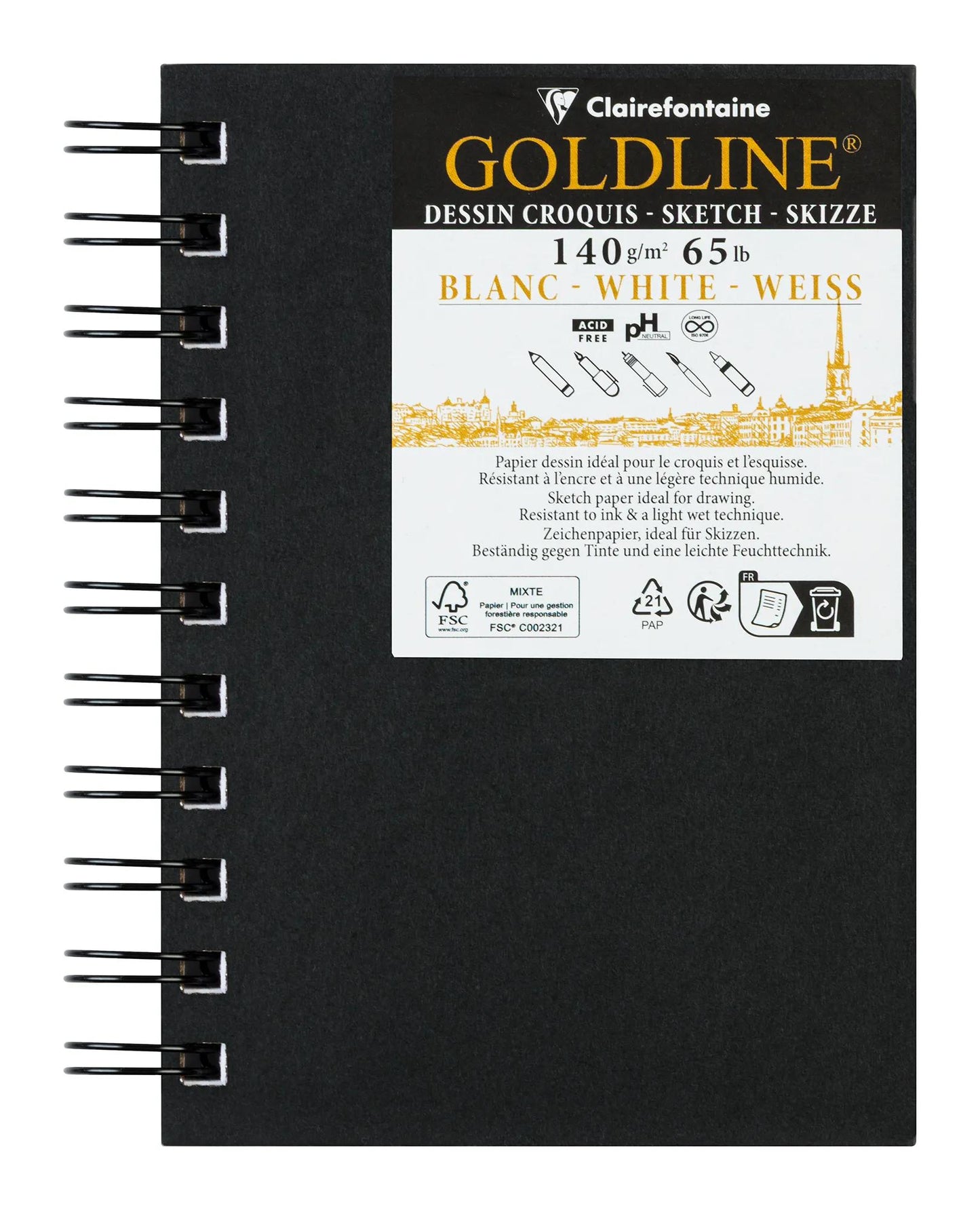 Quaderno a spirale in oro 50F A6 140g ritratto - Bianco - Nuovo (Pacchetto x5)
