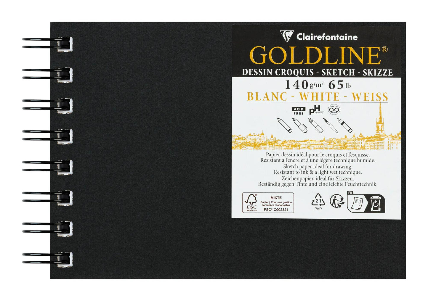 Goldline carnet spiralé 50F A6 140g paysage - Blanc - New (Lot x5)