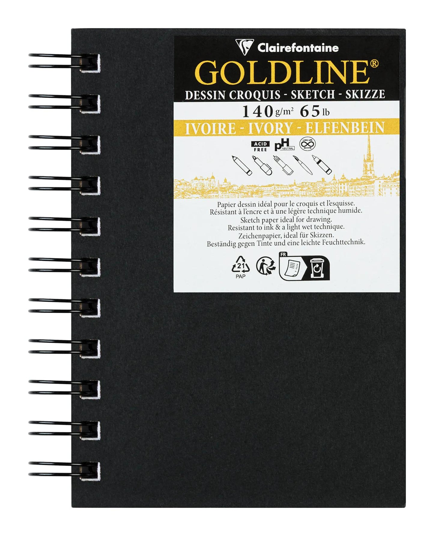 Goldline spiral notebook 40F A6 140g portrait - Ivory - New (Pack x5)