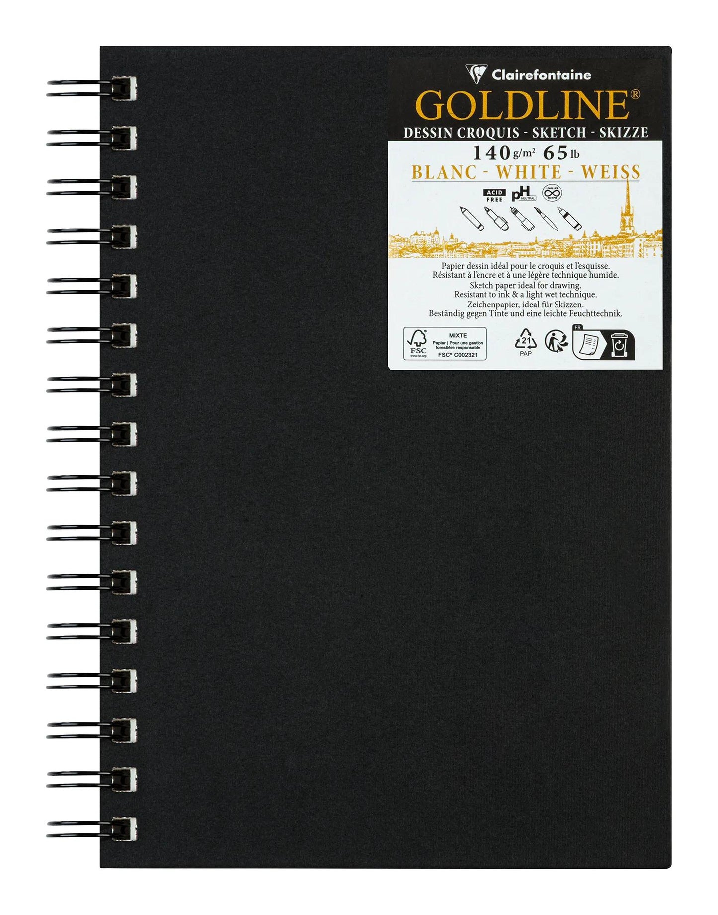 Quaderno a spirale in oro 50F A5 140g ritratto - Bianco - Nuovo (Pacchetto x5)