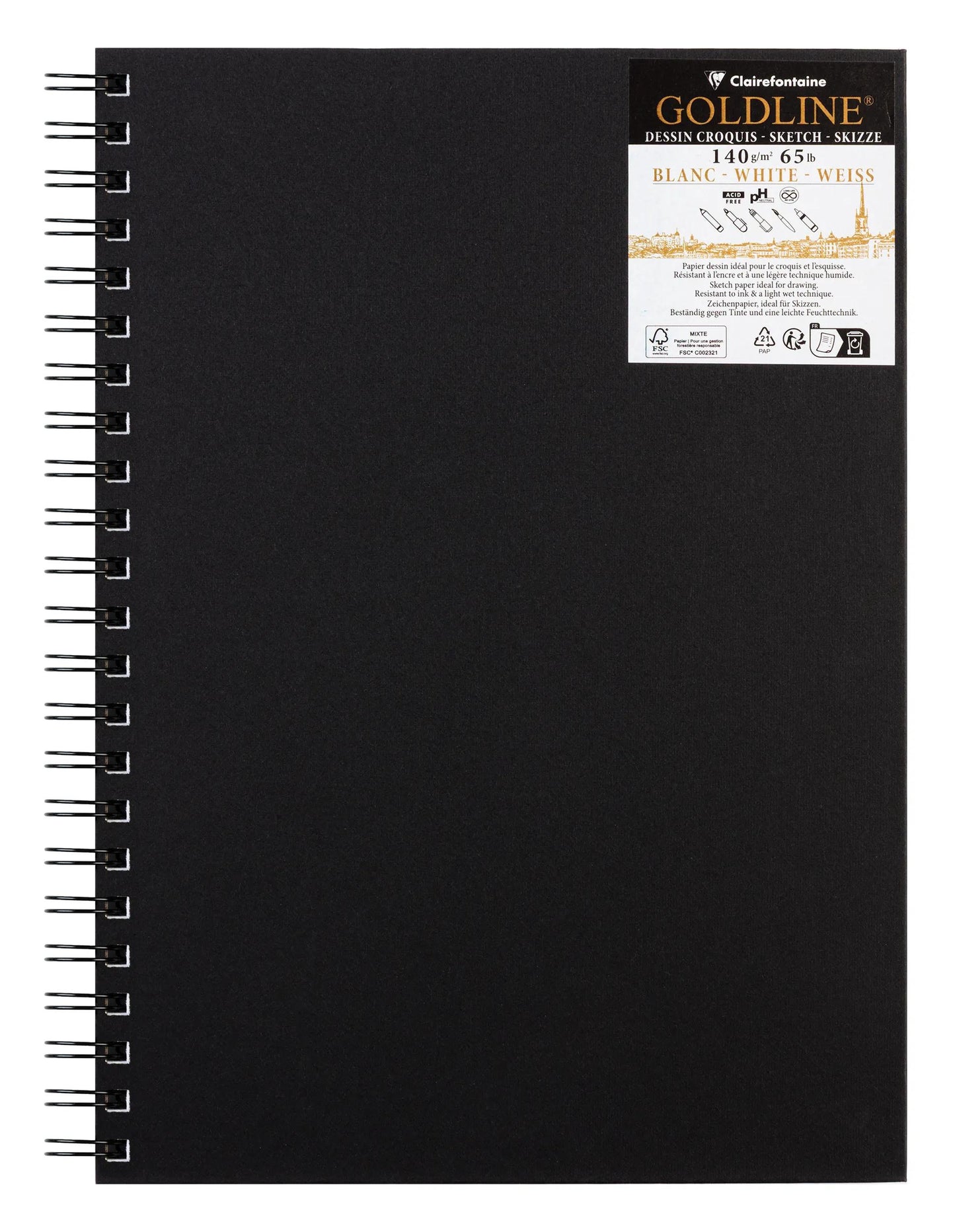Quaderno a spirale in oro 50F A4 140g ritratto - Bianco - Nuovo (Pacchetto x5)